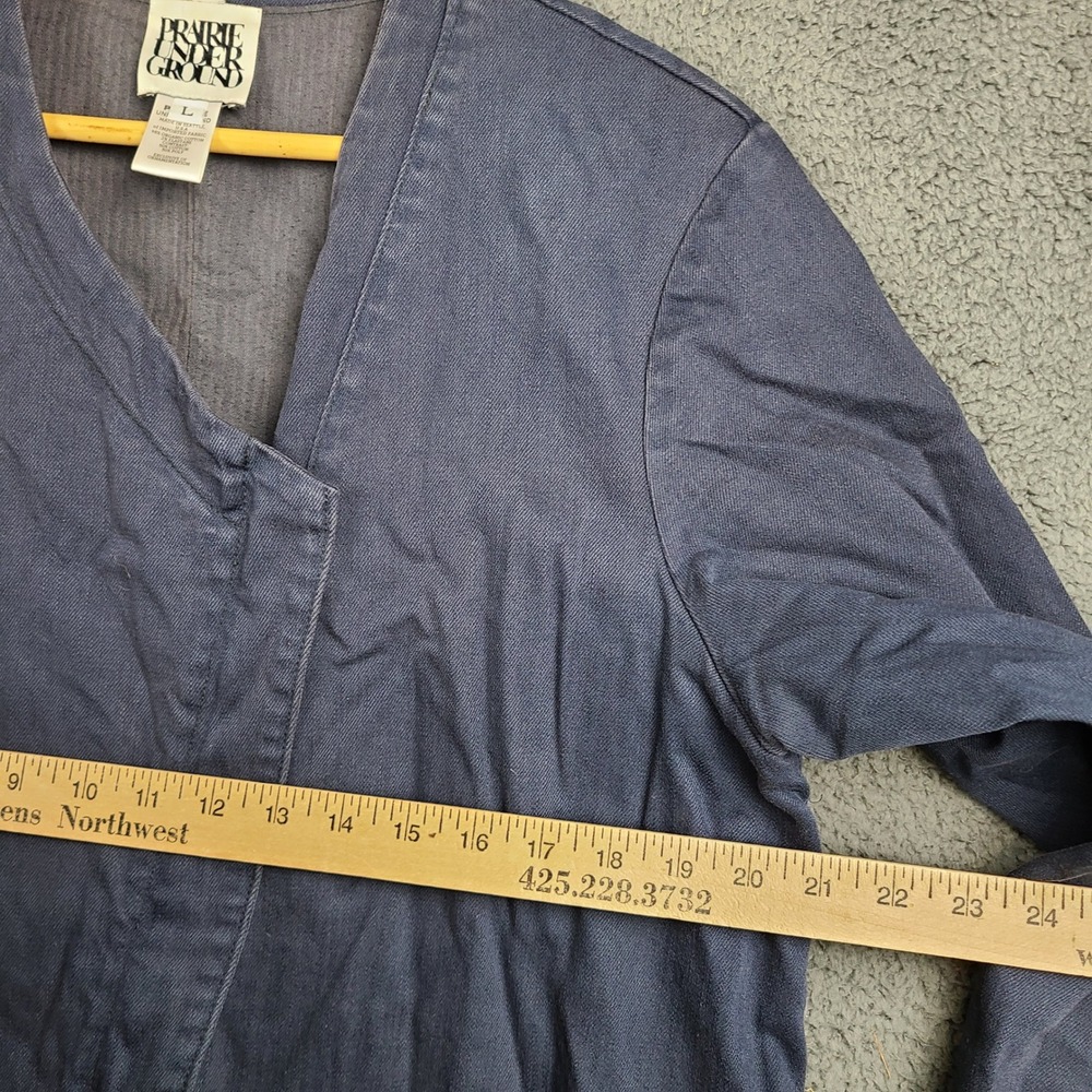 Prairie Underground Women Navy Organic Cotton Asymmetrical Zip Jacket Coat L - Picture 7 of 8